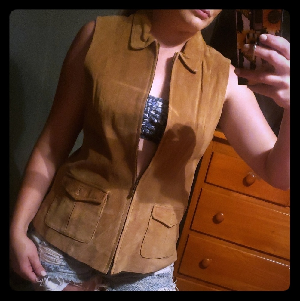 Charter club leather vest
